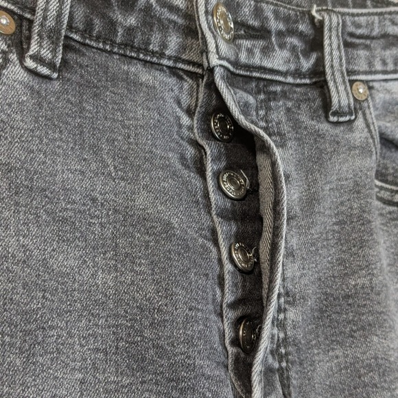 Free People We The Free Curvy Jeans Raw Hem Button Fly Black Faded Women's 28 - Picture 4 of 8